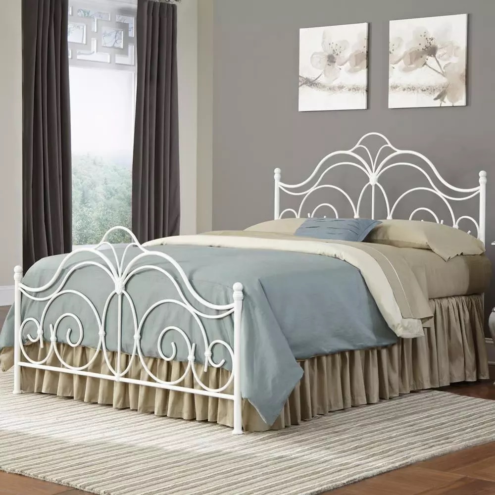 metal bed frame in white