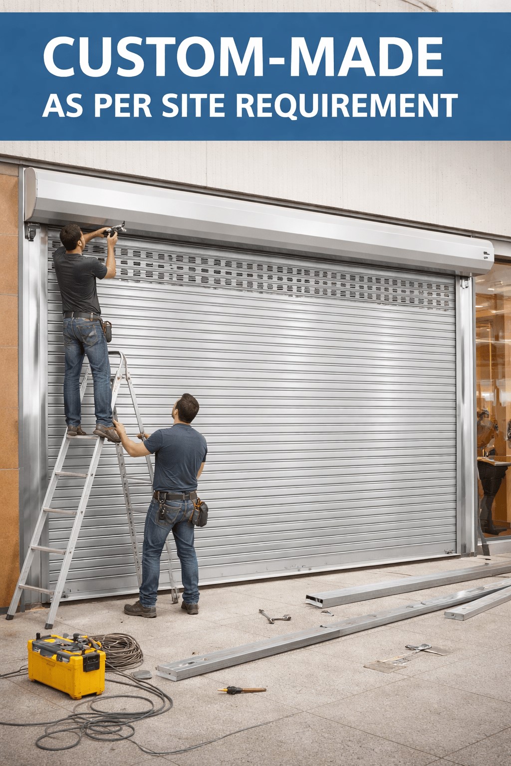 Custom-made rolling shutter designed as per site requirement