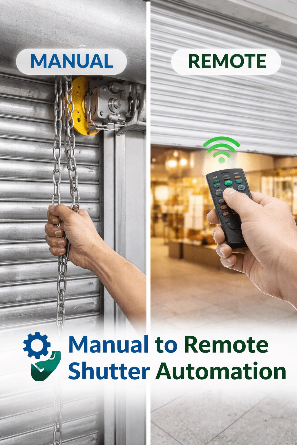 Manual and automatic rolling shutter system options