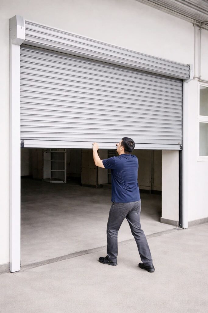 Push and pull rolling shutter for lightweight applications