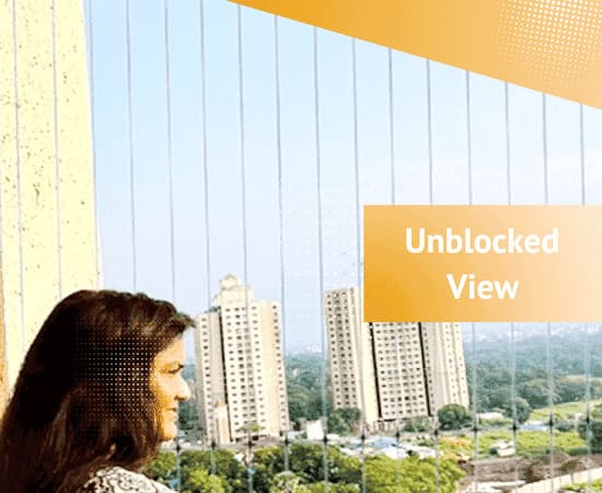 Invisible grill with unblocked views for balcony safety