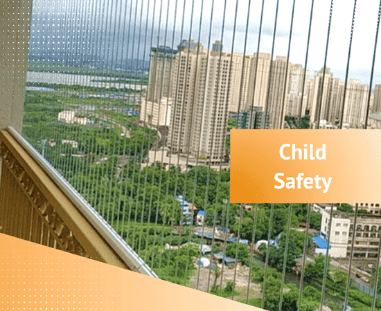 child safety features of invisible grill for balcony and window protection