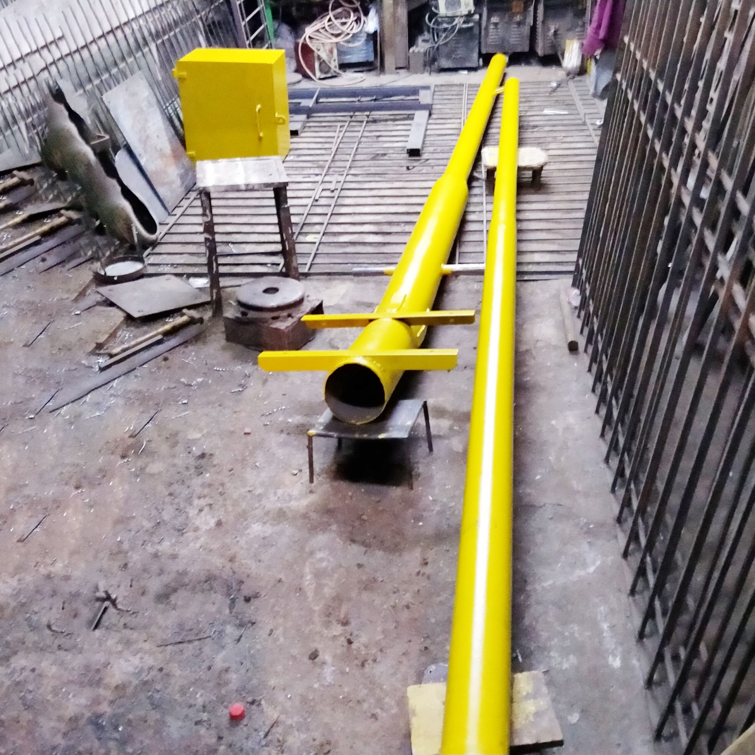 Boom barrier manufacturer workshop in Mumbai showing fabrication and assembly process