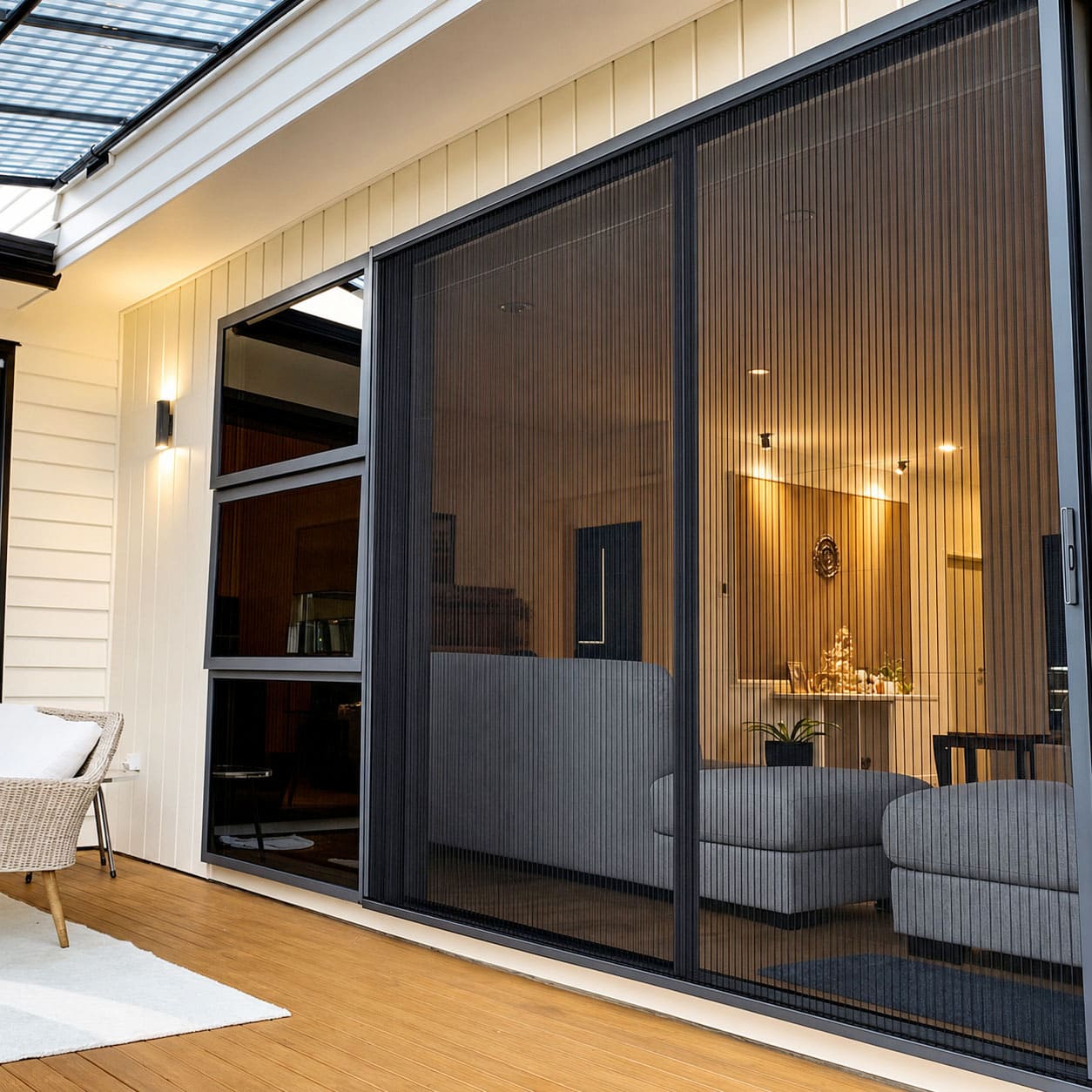 Pleated mosquito net for balcony and window with retractable sliding mesh system
