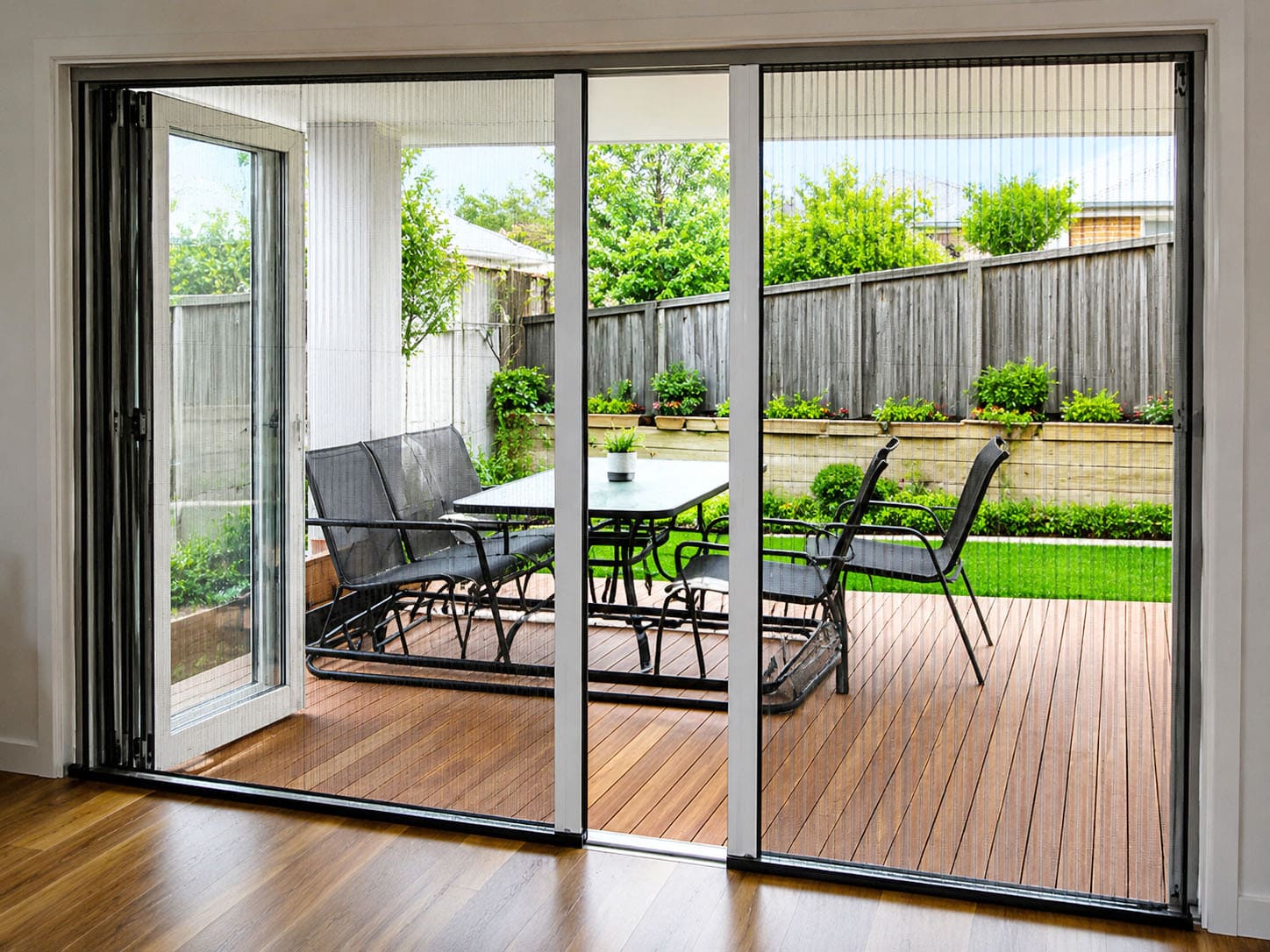 Durable stainless steel mosquito net installed on modern residential window