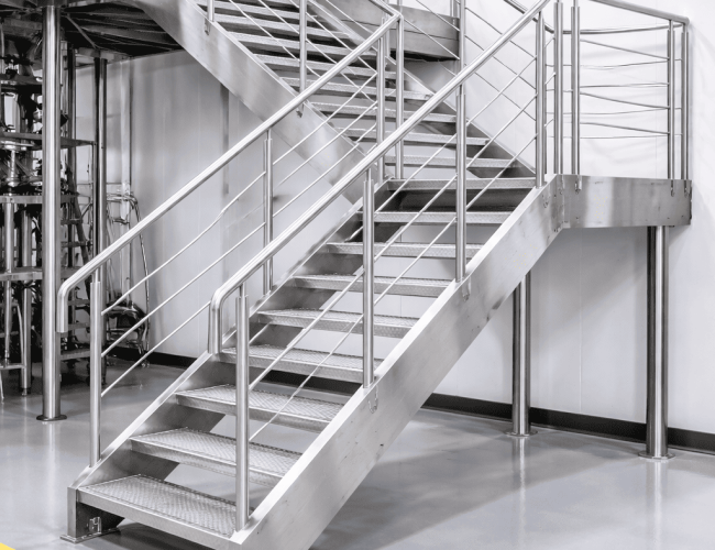 Space-saving spiral SS staircase with modern finish