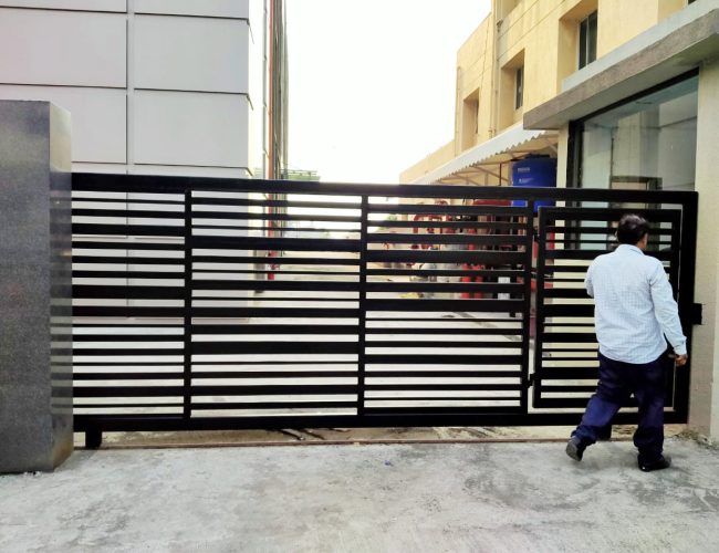 MS Sliding Gate with durable mild steel frame and smooth sliding operation for residential and industrial entrances