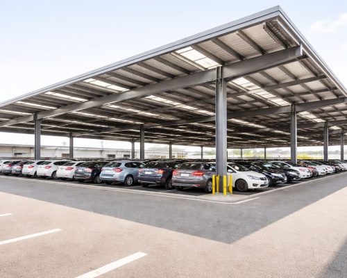 Parking terrace shed for vehicle protection on rooftop in Mumbai